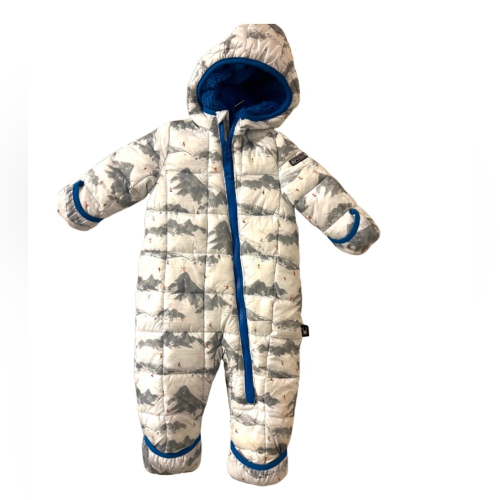 Spyder White Mountain Print Blue-Trim Snowsuit